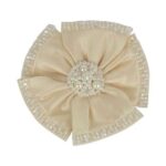 Flower Design With Pearl Hair Clip Creamy White