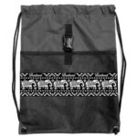 Think of Thailand Elephant Design Hand Drawstring Bag Black