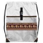 Think of Thailand Elephant Design Hand Drawstring Bag Silver Brown