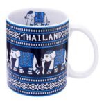 Think of Thailand Ceramic Mug 12oz. (Elephant Design Blue 1)