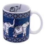 Think of Thailand Ceramic Mug 12oz. (Elephant Design Blue 2)