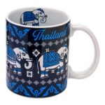 Think of Thailand Ceramic Mug 12oz. (Elephant Design Blue 3)