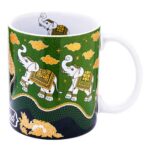 Think of Thailand Ceramic Mug 12oz. (Elephant Design Green)