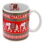 Think of Thailand Ceramic Mug 12oz. (Elephant Design Red 1)