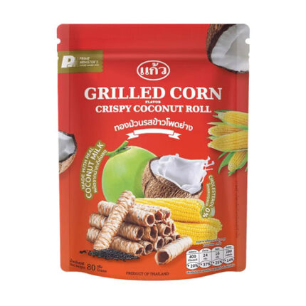 Kaew Crispy Coconut Rolls Grilled Corn Flavor 80g.