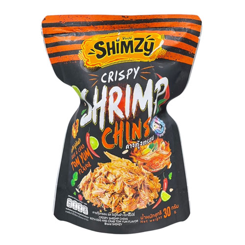 Shimzy Crispy Shrimp Chins Egg & Crab Tom Yum Flavor 30g. - Image 1