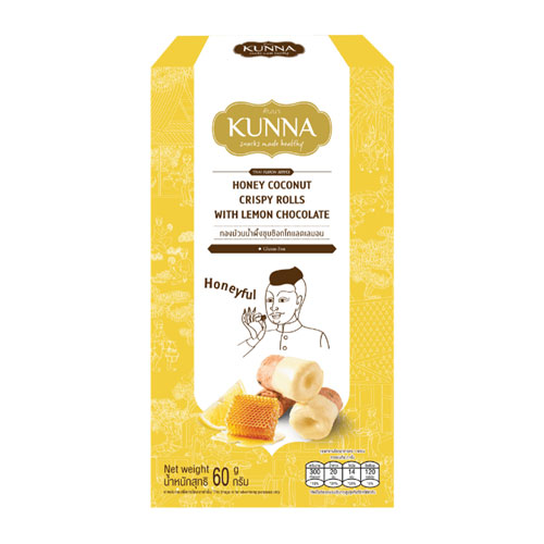KUNNA Honey Coconut Crispy Rolls with Lemon Chocolate 60g - Image 1